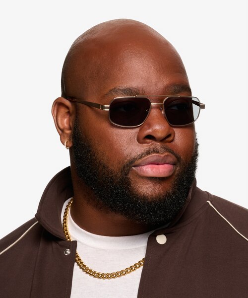 Ascend Satin Gold MetalSunglass Frames for Men from EyeBuyDirect