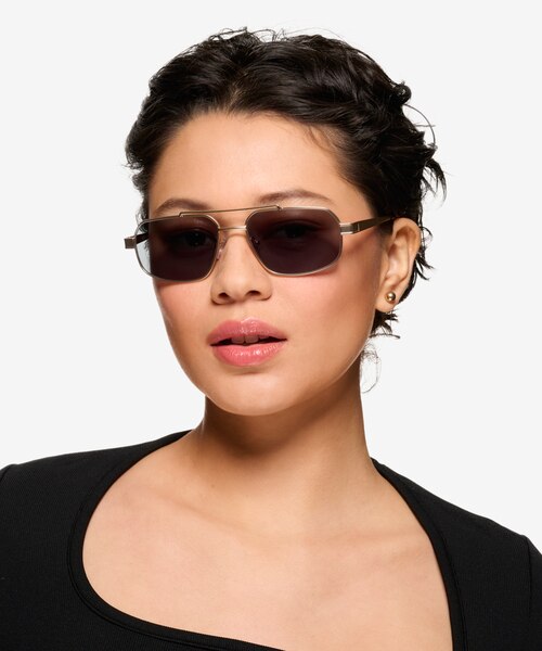 Ascend Satin Gold MetalSunglass Frames for Women from EyeBuyDirect