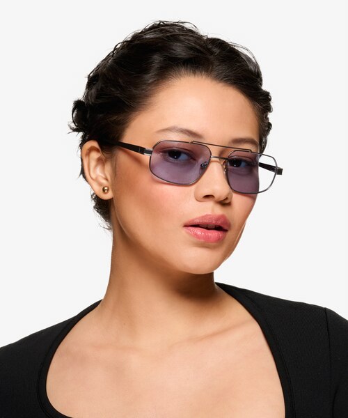 Ascend Satin Gunmetal MetalSunglass Frames for Women from EyeBuyDirect