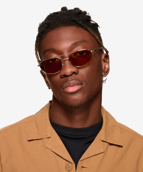 Range Shiny Gold MetalSunglass Frames for Men from EyeBuyDirect