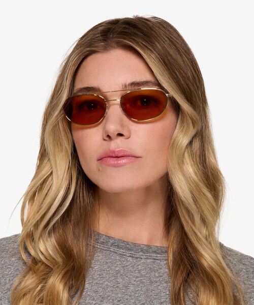 Range Shiny Gold MetalSunglass Frames for Women from EyeBuyDirect