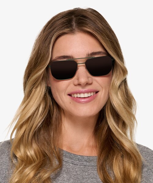 Pilot Matt Green Shiny Clear MetalSunglass Frames for Women from EyeBuyDirect