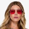 Golf Matt Silver Solid Red MetalSunglass Frames for Women from EyeBuyDirect