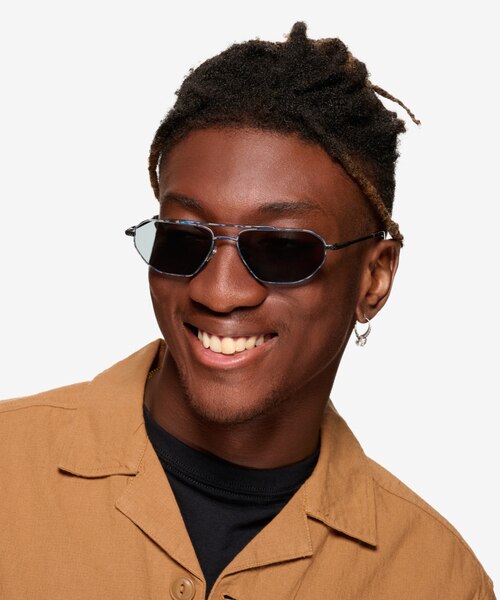 Viper Blue Tortoise MetalSunglass Frames for Men from EyeBuyDirect