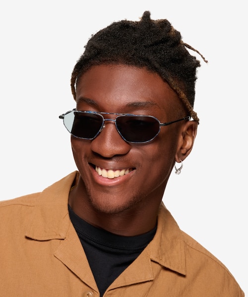 Viper Blue Tortoise MetalSunglass Frames for Men from EyeBuyDirect
