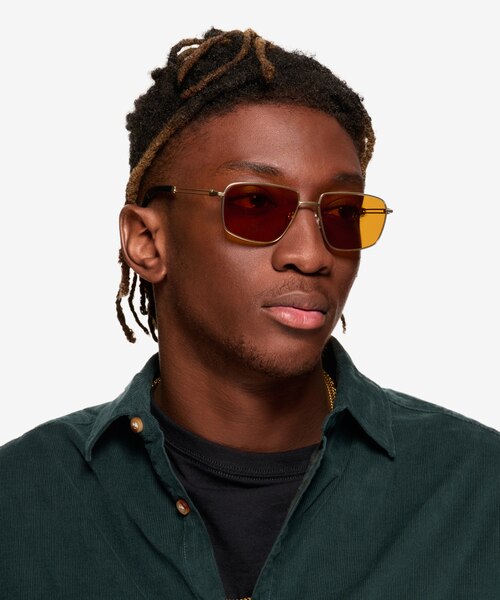 Vitality Matte Gold MetalSunglass Frames for Men from EyeBuyDirect
