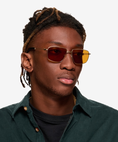 Vitality Matte Gold MetalSunglass Frames for Men from EyeBuyDirect