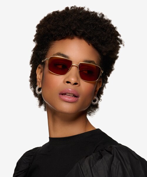 Vitality Matte Gold MetalSunglass Frames for Women from EyeBuyDirect