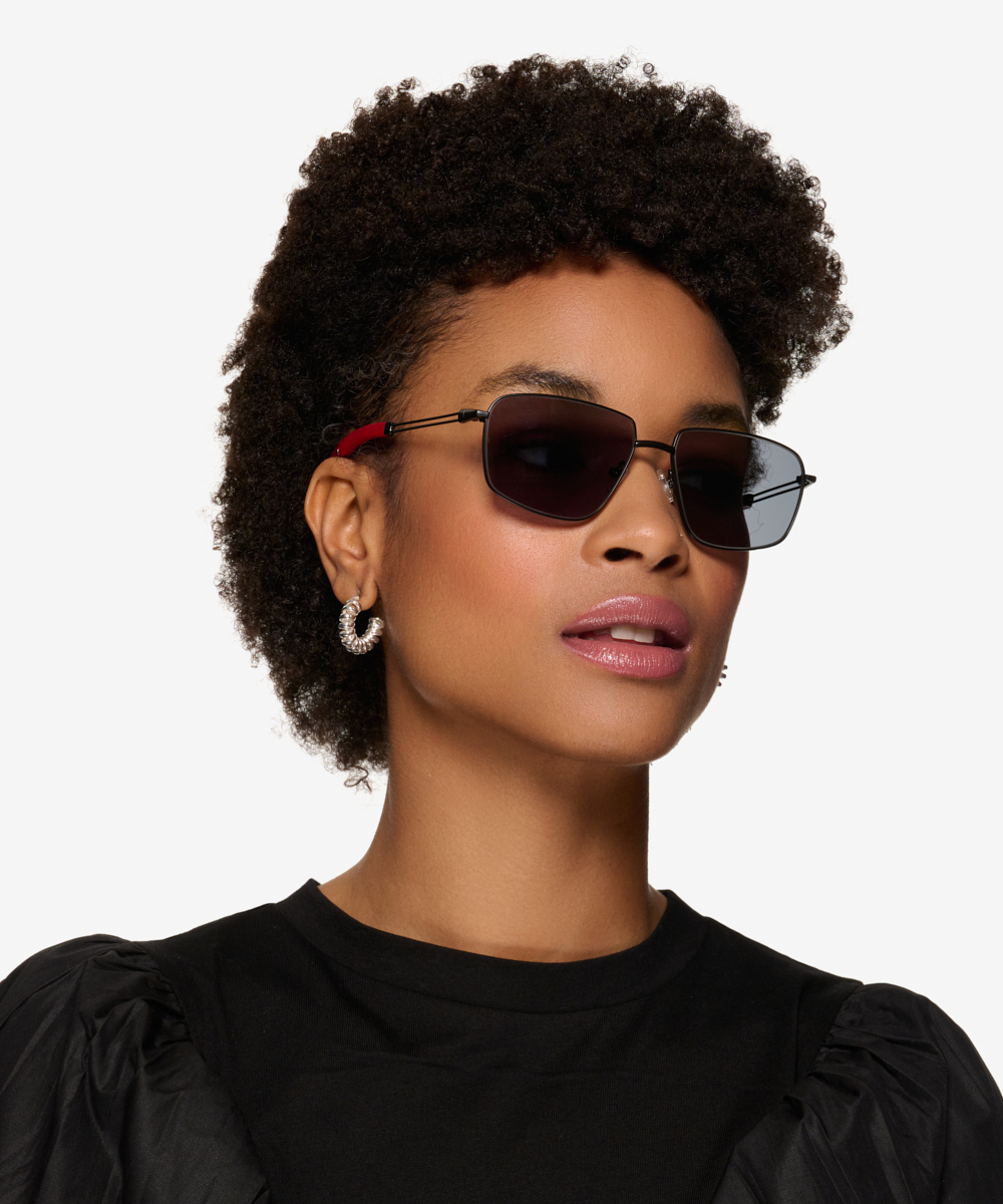 Vitality Rectangle Matte Black Frame Prescription Sunglasses