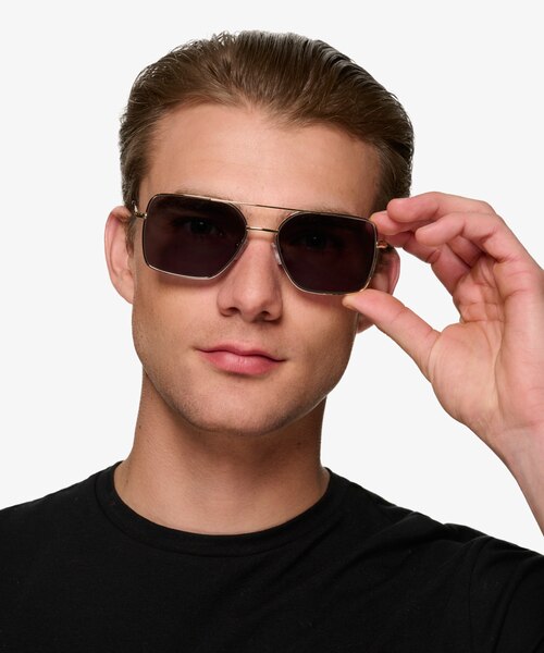 Gilmore Shiny Gold Tortoise MetalSunglass Frames for Men from EyeBuyDirect