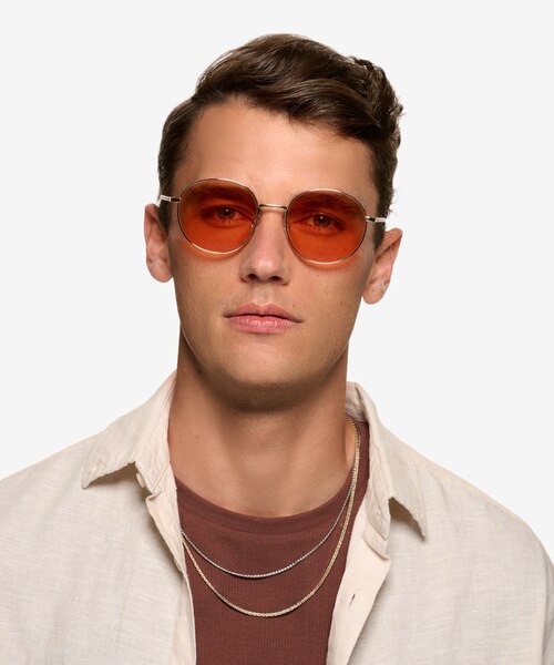 Olin Shiny Gold Tortoise MetalSunglass Frames for Men from EyeBuyDirect