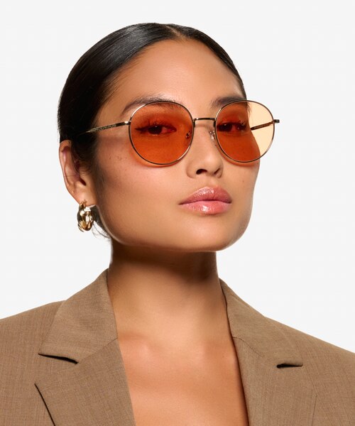Olin Shiny Gold Tortoise MetalSunglass Frames for Women from EyeBuyDirect