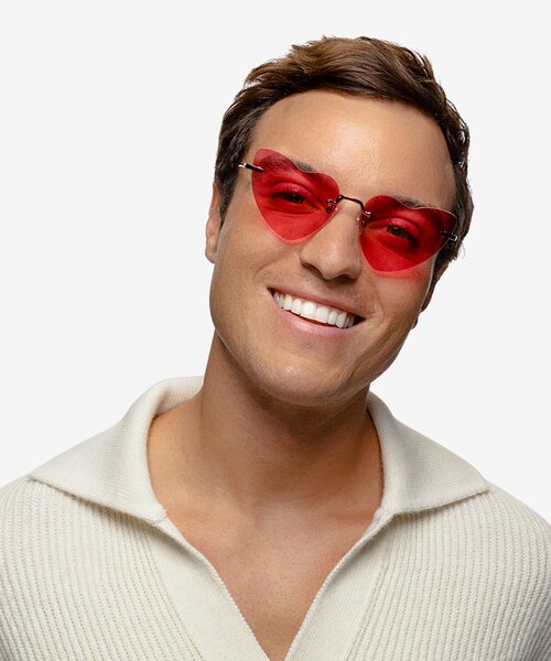 Priya Shiny Red MetalSunglass Frames for Men from EyeBuyDirect