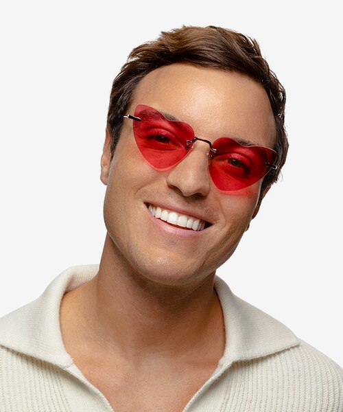 Priya Shiny Red MetalSunglass Frames for Men from EyeBuyDirect