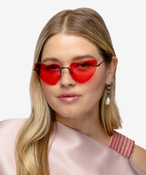 Priya Shiny Red MetalSunglass Frames for Women from EyeBuyDirect