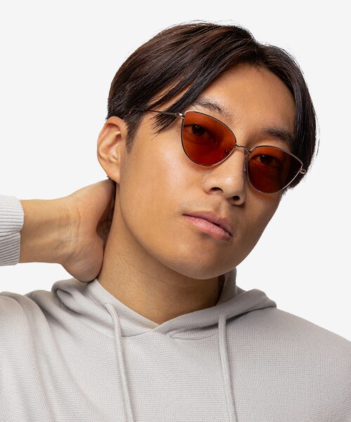 Tanvi Shiny Rose Gold MetalSunglass Frames for Men from EyeBuyDirect
