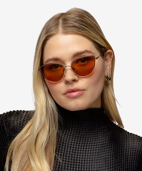 Tanvi Shiny Rose Gold MetalSunglass Frames for Women from EyeBuyDirect