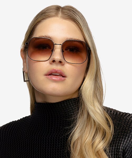 Expand Shiny Black MetalSunglass Frames for Women from EyeBuyDirect