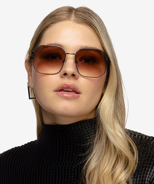 Expand Shiny Black MetalSunglass Frames for Women from EyeBuyDirect