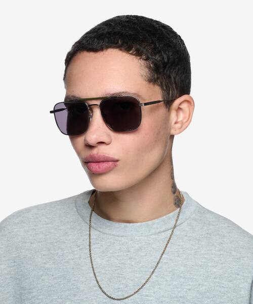 Green Brown Dean -  Metal Sunglasses