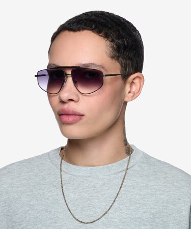 Tortoise Satin Black Rilee -  Metal Sunglasses