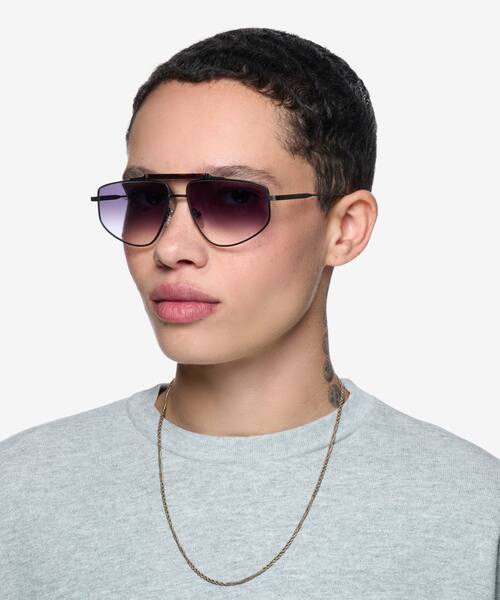 Tortoise Satin Black Rilee -  Metal Sunglasses