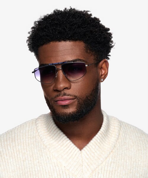 Rilee Blue Tortoise Gunmetal MetalSunglass Frames for Men from EyeBuyDirect