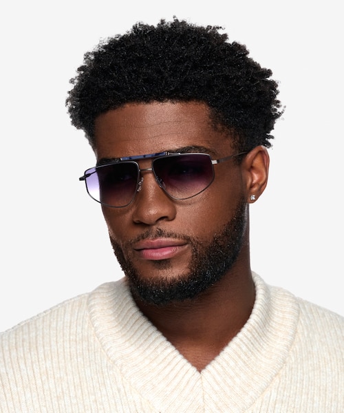 Rilee Blue Tortoise Gunmetal MetalSunglass Frames for Men from EyeBuyDirect