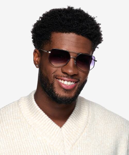 Black Silver Ryan -  Metal Sunglasses