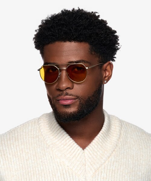 Kye Matte Gold MetalSunglass Frames for Men from EyeBuyDirect