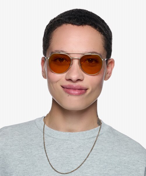 Kye Matte Gold MetalSunglass Frames for Women from EyeBuyDirect