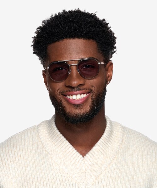 Kye Black Silver MetalSunglass Frames for Men from EyeBuyDirect