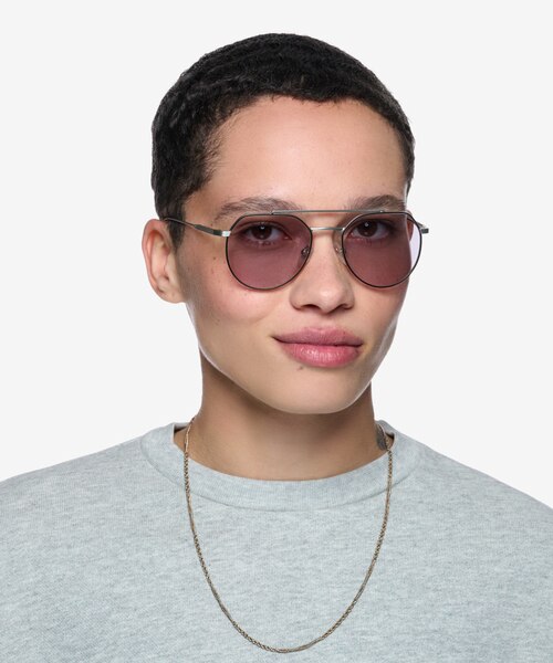 Kye Black Silver MetalSunglass Frames for Women from EyeBuyDirect