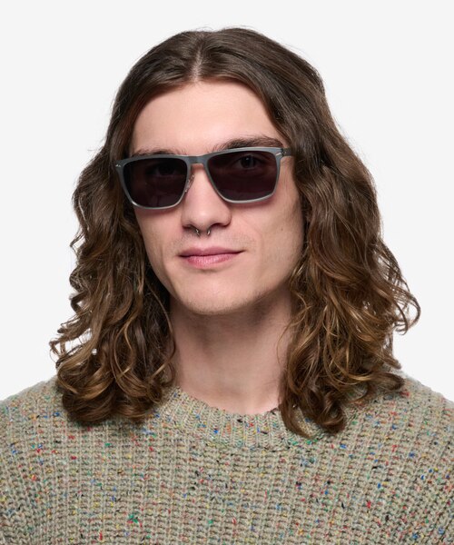 Geoff Matte Silver MetalSunglass Frames for Men from EyeBuyDirect