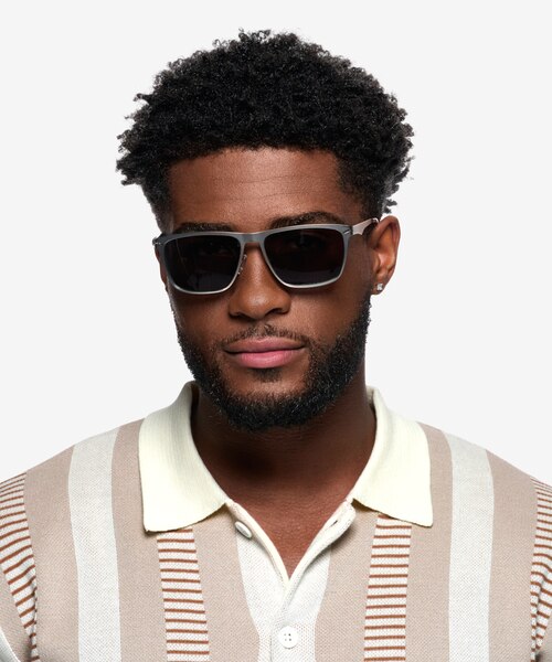 Geoff Matte Silver MetalSunglass Frames for Women from EyeBuyDirect