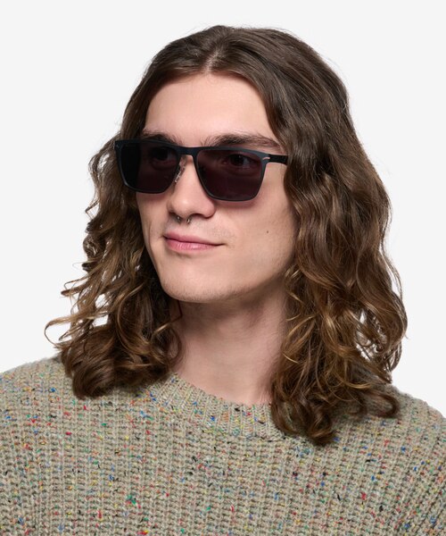 Geoff Matte Black MetalSunglass Frames for Men from EyeBuyDirect