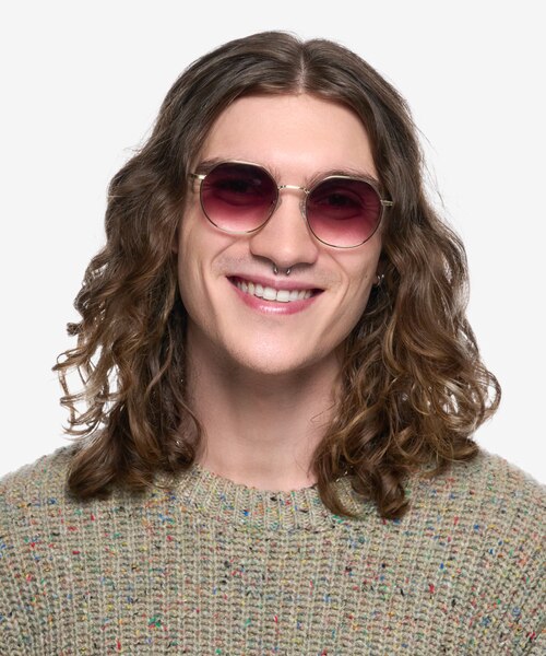 Steve Matte Gold MetalSunglass Frames for Men from EyeBuyDirect