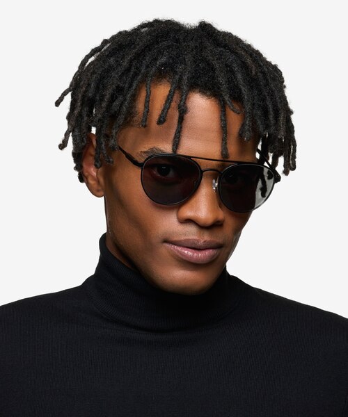 Coupe Matte Black Aluminium-alloySunglass Frames for Men from EyeBuyDirect