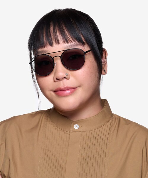 Coupe Matte Black Aluminium-alloySunglass Frames for Women from EyeBuyDirect