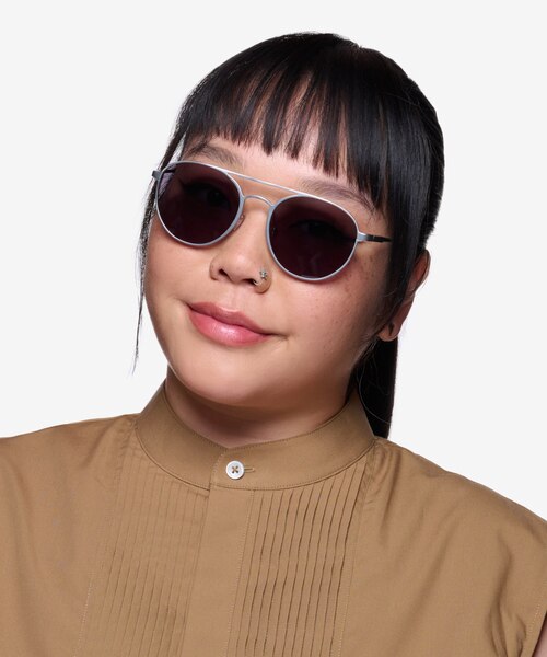 Coupe Matte Silver Aluminium-alloySunglass Frames for Women from EyeBuyDirect