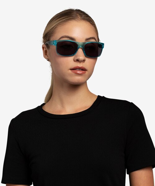 Game Blue PlasticSunglass Frames for Women from EyeBuyDirect