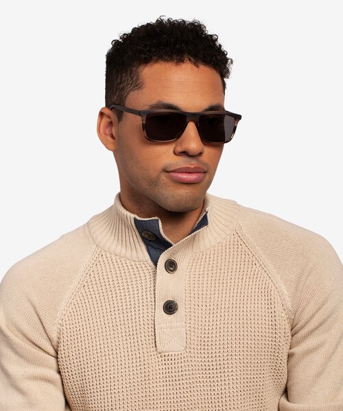 Catch Matte Striped Brown AcetateSunglass Frames for Men from EyeBuyDirect