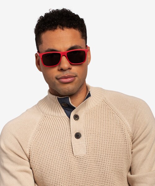 Catch Matte Red AcetateSunglass Frames for Men from EyeBuyDirect