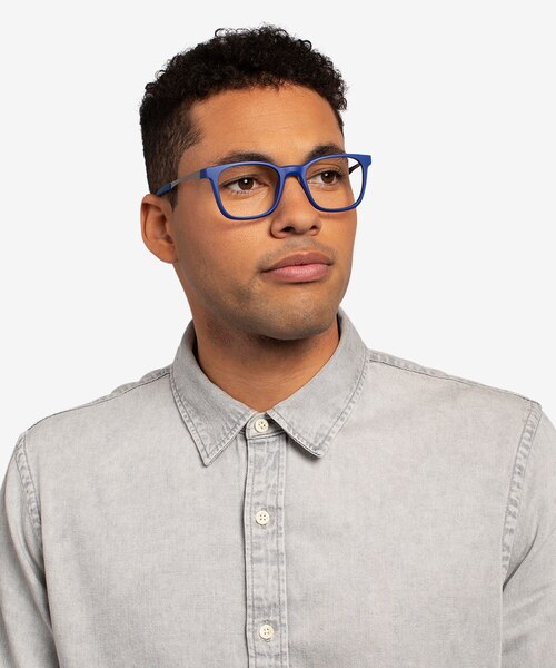 Club Bleu MétalMontures de lunettes de vue pour Hommes d'EyeBuyDirect