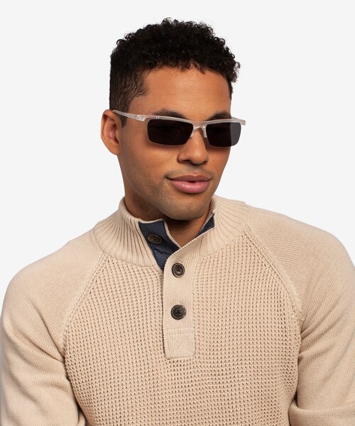 Turnover Matte Clear PlasticSunglass Frames for Men from EyeBuyDirect