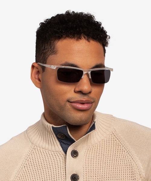 Turnover Matte Clear PlasticSunglass Frames for Men from EyeBuyDirect