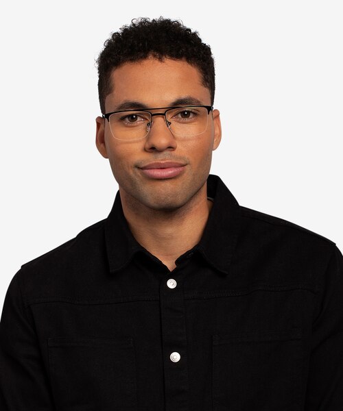 Huddle Black MetalEyeglass Frames for Men from EyeBuyDirect