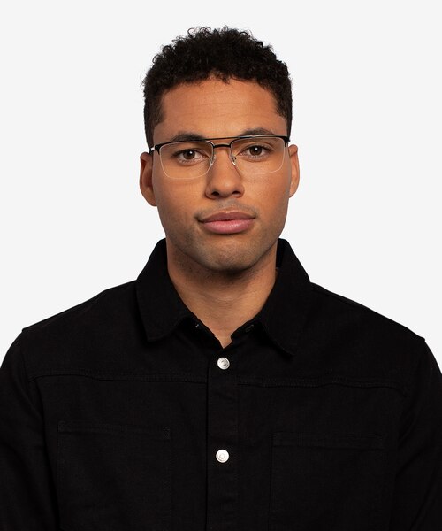 Huddle Silver MetalEyeglass Frames for Men from EyeBuyDirect