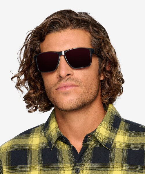 Running - Rectangle Gray Green Frame Sunglasses For Men