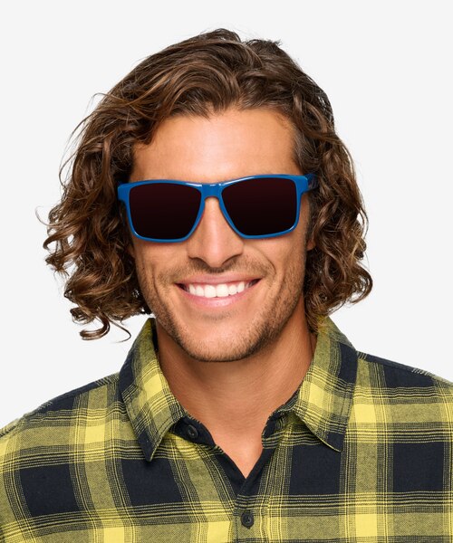 Running Blue Red PlasticSunglass Frames for Men from EyeBuyDirect